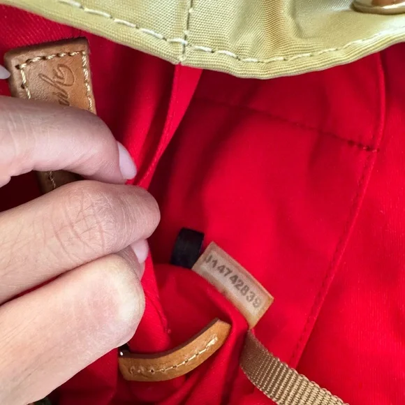 Dooney & Bourke nylon khaki backpack with leather trim NEW - Picture 7 of 10